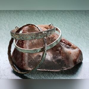 3 Vintage 925 Sterling Silver Bangles Set